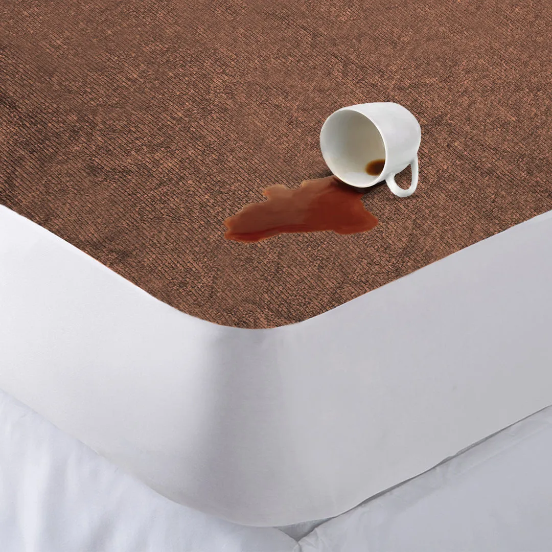 Premium Terry Cotton 100% Waterproof Zipper Mattress Protector In Brown Color