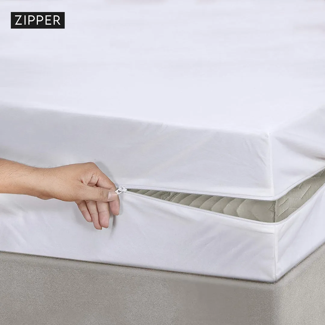 Premium Terry Cotton 100% Waterproof Zipper Mattress Protector In Brown Color