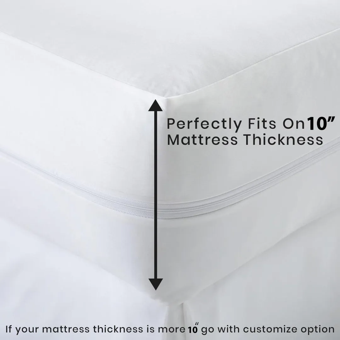 Premium Terry Cotton 100% Waterproof Zipper Mattress Protector In Brown Color