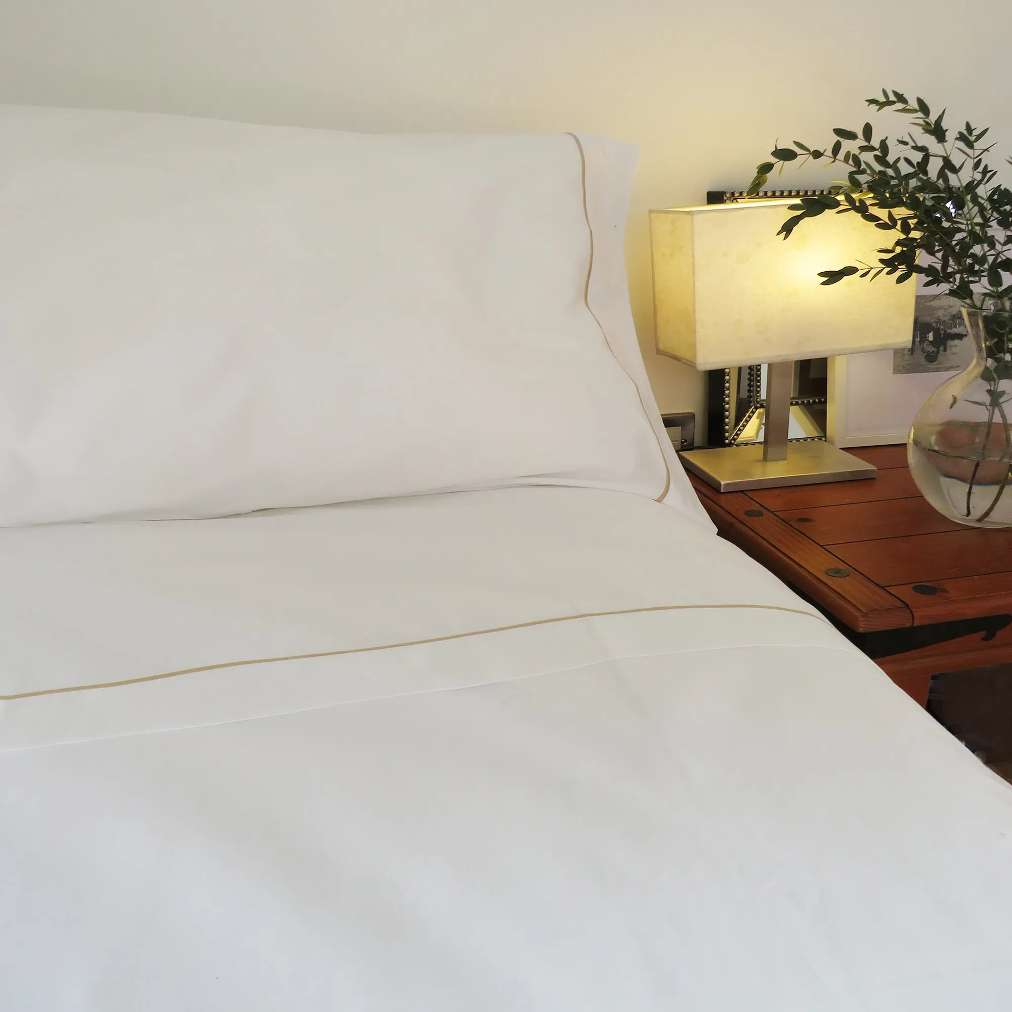 Rose Gold Row Cord Cotton Percale Duvet Cover