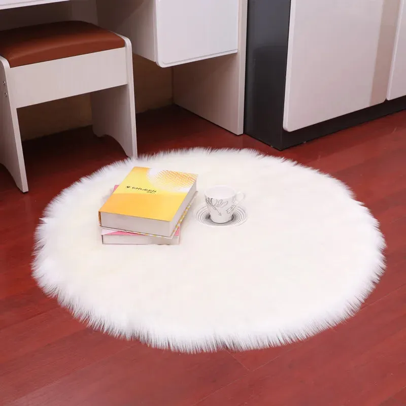 Round Plush Fur Rugs, Cushion Mats