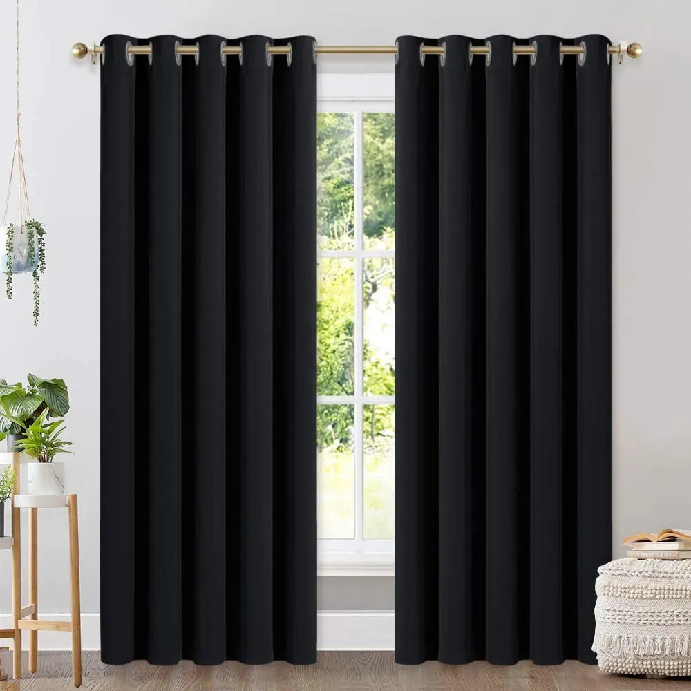 Set of 2 Blackout Window Curtain Treatment Thermal Insulated Drapery Panels