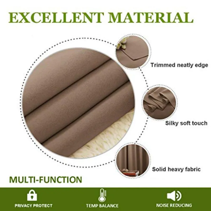 Set of 2 Blackout Window Curtain Treatment Thermal Insulated Drapery Panels