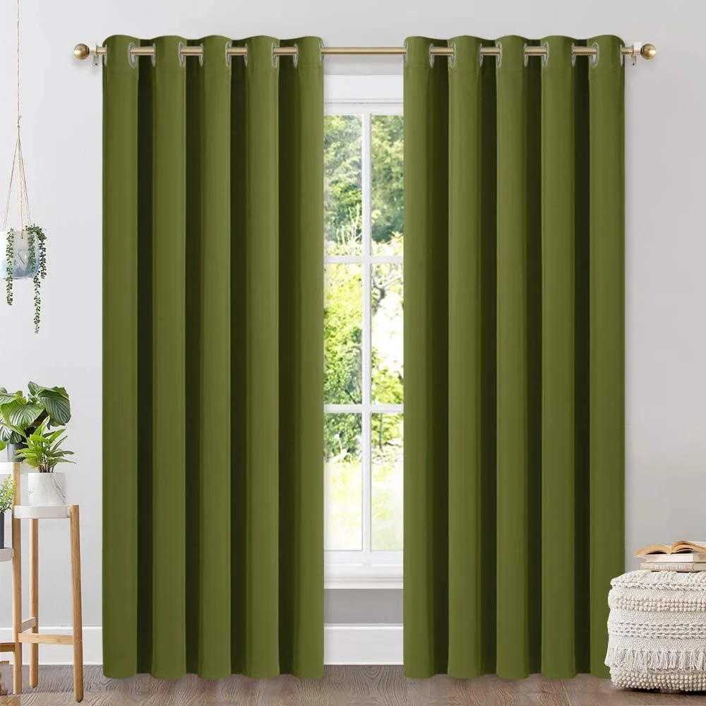 Set of 2 Blackout Window Curtain Treatment Thermal Insulated Drapery Panels