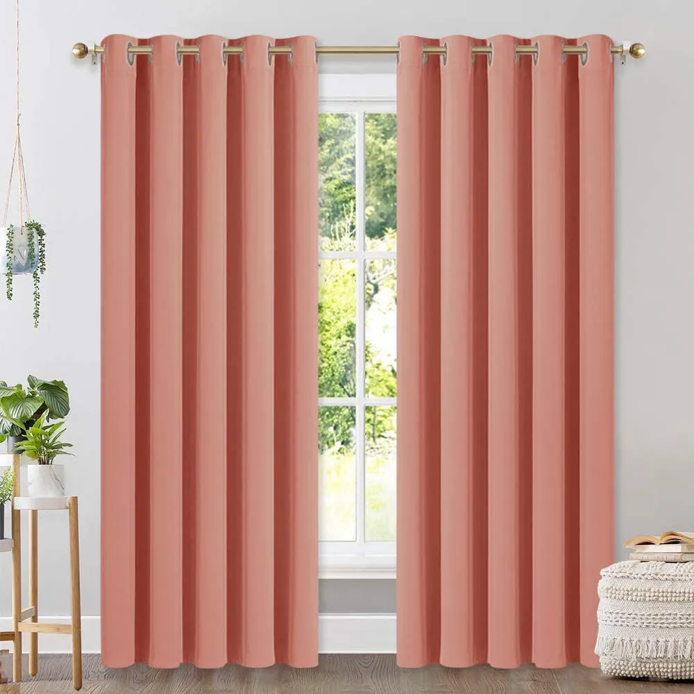 Set of 2 Blackout Window Curtain Treatment Thermal Insulated Drapery Panels
