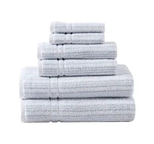 Sienna 6 Piece Cotton Towel Set Blue Cashmere and Snow
