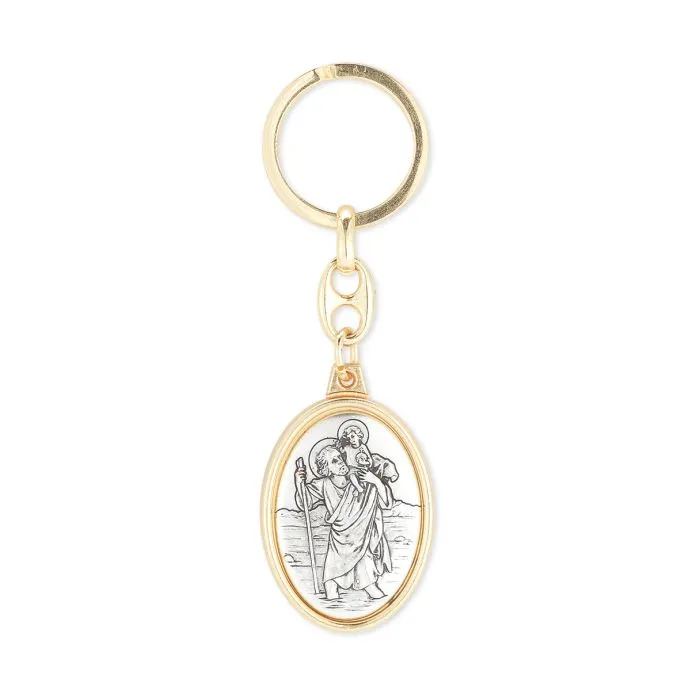 St. Christopher Gold and Silver Keyring