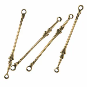 Stamped brass arrow 2 ring connector rods. 26mm. Pkg. of 10. b9-0524
