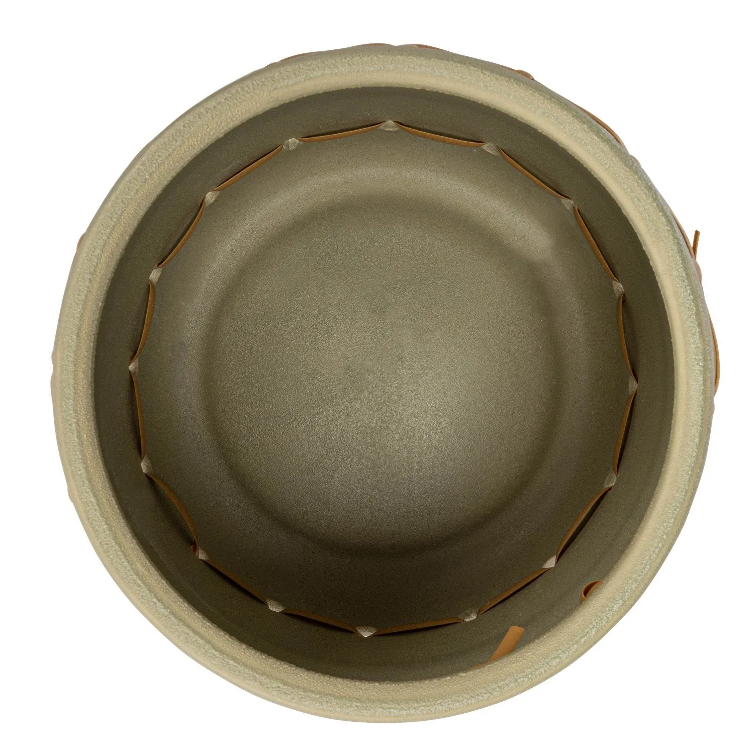 Stoneware Planter w/ Weaving, Matte Celery Color