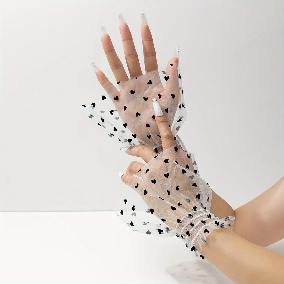 Stylish Polka Dot Lace Fake Sleeves Casual and Versatile