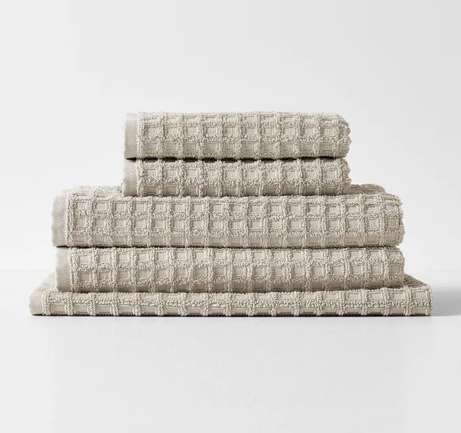Waffle 580GSM Cotton Bath Towel Range Natural