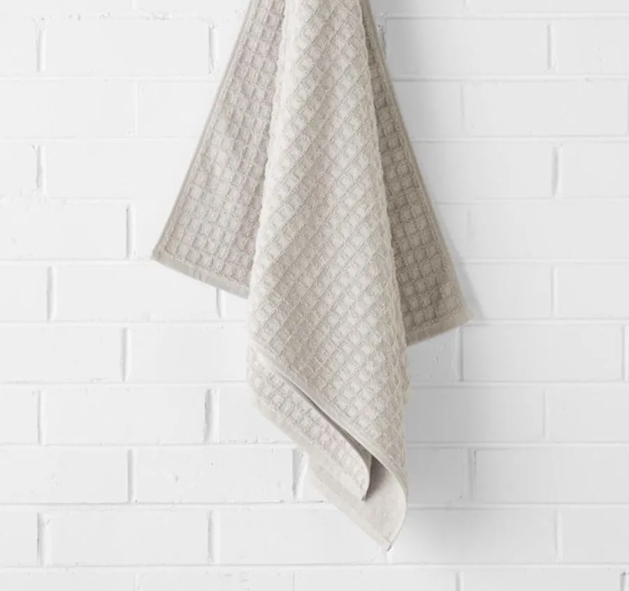 Waffle 580GSM Cotton Bath Towel Range Natural